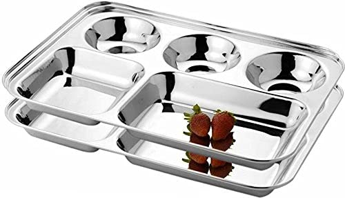 Stainless Steel Partition Plate 5 in1 /Dinner Plate Set of 2