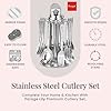 24 Pieces Lily Cutlery Set Stainless Steel with Stand (Contains 6 Dinner Spoons, 6 Tea Spoon, 6 Dinner Fork, 6 Soup Spoons, 1 Stand) Spoon Set for Dining Table Stylish, Mirror Polished