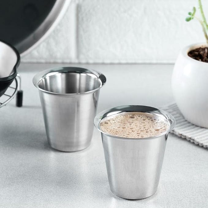 Stainless Steel Indian Traditional Tea/Coffee Glasses | Steel Glass for Kids |Steel Glass|Tea Glass|Coffee Glass |Stainless Steel Tea/Coffee Cup Set of 6