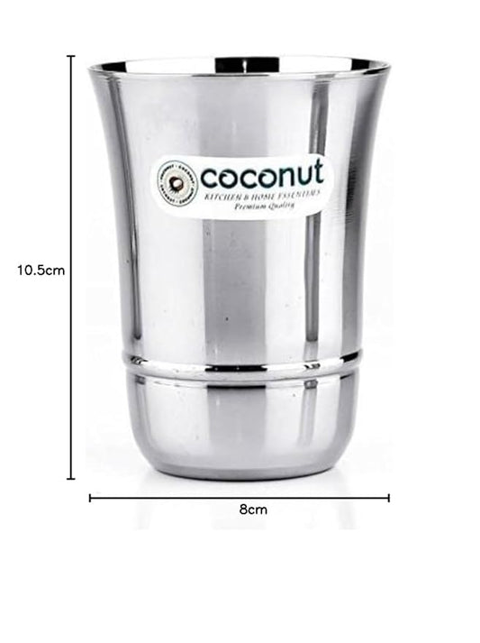 Stainless Steel - Glass Set for Home & Office | Ideal for Serving Water, Juice, Cold Drinks & Lemonade | Heavy Gauge & Mirror Finish | 300ml | Pack of 6