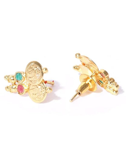 Gold Plated Long Traditional Coin Necklace set and Red Green Choker necklace Jewellery Set with Earrings for Girls and Women