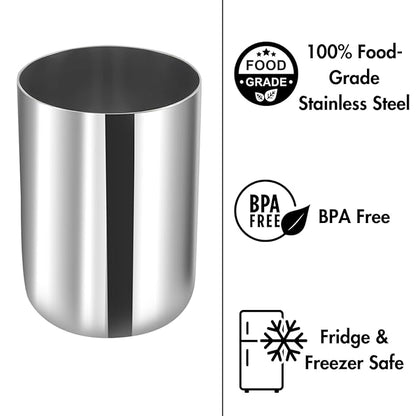 Kraft Stainless Steel Glasses Set of 6 for Water - 300ml Each, Mirror Polish, Food Grade Steel Glass, Scratch Resistant, Serving Glass for Water and Juice - 2 Year Warranty