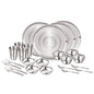 24-Pcs Floral Stainless Steel Dinner Set For 4 | Includes 4 Plates, 4 Bowls, 4 Dessert Plates, 4 Glasses, 4 Spoons & 4 Forks | Heavy-Duty Durable Steel Kitchen Utensils Set For Home