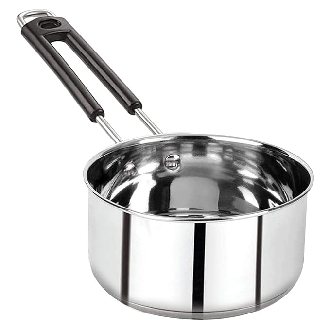 Stainless Steel Sauce Pan, Tea Pan, Milk Pan Heavy Guage 1.5 Litre (Induction and Gas Stove Friendly), Silver