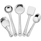 5 Pieces Stainless Steel Kitchen Tools Set for Kitchen Cooking and Serving, Pack of 5, Ladle(Karchhi), Skimmer(Jhara), Turner/Spatula (Palta), Basting and Rice Spoon, Silver