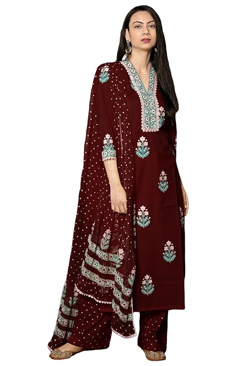 Women's Rayon Viscose Printed Straight Kurta with Pant & Dupatta