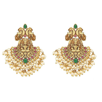 Shining Diva Fashion Latest Stylish Fancy Pearl Choker Traditional Jewellery Set for Women | Temple Necklace Set | Festive Wedding Party Necklace | 22k Gold Plated | Just Like Original Gold Jewellery