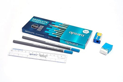 Apsara Absolute Pencil, Hexagonal Body for Strong Grip, Extra Strong & Easy Sharpening, Good Handwriting, Free Sharpener & Eraser, Breakage Resistant (Pack of 20)