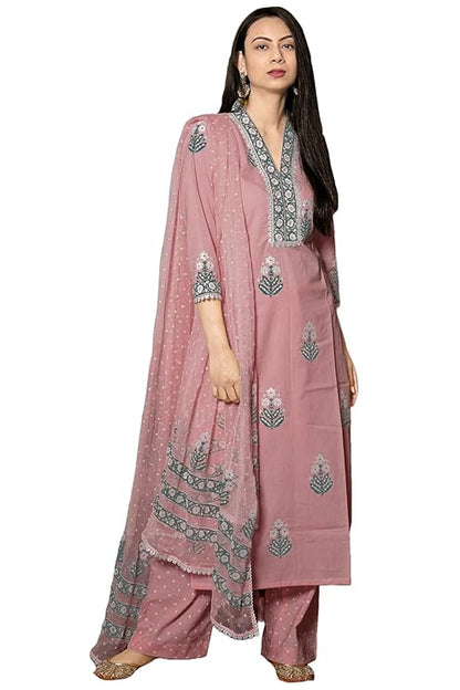Women's Rayon Viscose Printed Straight Kurta with Pant & Dupatta
