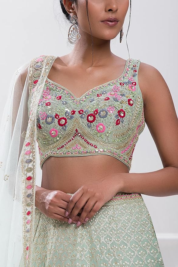 Georgette Embroidery Lehenga Choli with Dupatta | Bridal Wedding Lehenga Choli for women
